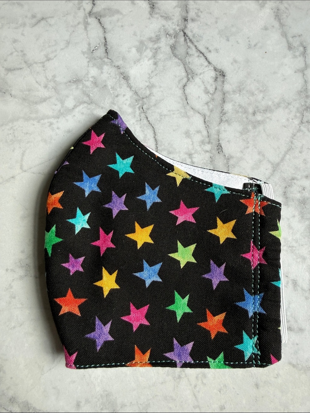 Kids Star Print Face Mask - Multicolor Stars on Black